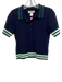 Caroline Constas Size S Navy, Green, White Rayon & Nylon Striped polo Crop Top Navy, Green, White / S