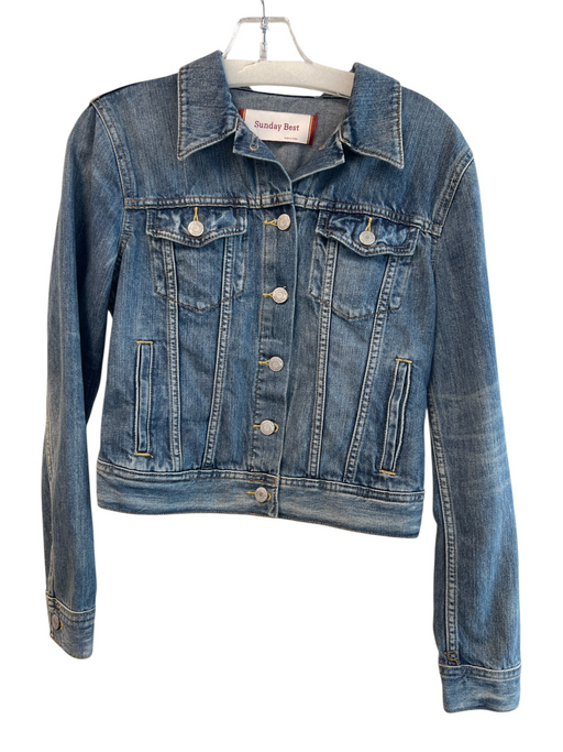Sunday best Size S Med Dark Wash Cotton Contrast Stitch Button Front Jacket Med Dark Wash / S