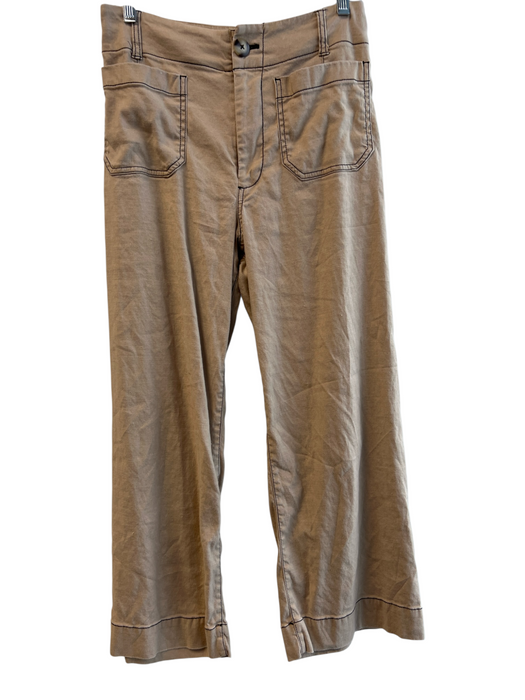 Maeve Size 27 Light Brown Linen Blend Contrast Stitch Zip Fly 4 Pocket Pants Light Brown / 27