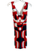Milly Size 4 Red, White & Black Cotton Blend Lined Back Zip Abstract Print Dress Red, White & Black / 4