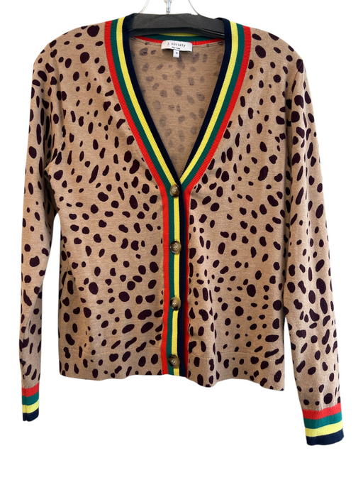 J. Society Size S Brown, Black & Multi Viscose Animal Print Long Sleeve Sweater Brown, Black & Multi / S