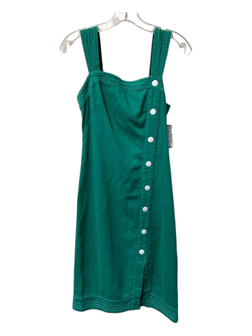 Maeve Size 0 Green Cotton Button Assymetric Sleeveless Coverall Dress Green / 0