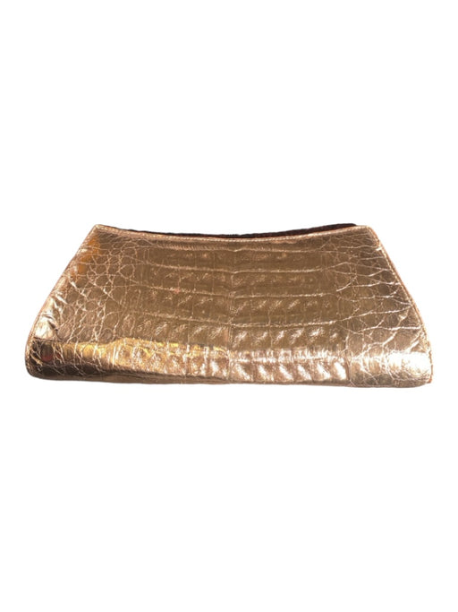 Nancy Gonzalez Rose Gold Crocodile Magnetic Closure Clutch Rectangle Bag Rose Gold / S
