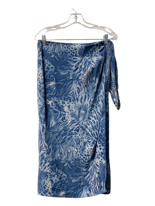 Krizia Size 10 Light Blue Print Vintage Silk Sand Blasted sarong skirt set Set Light Blue Print / 10