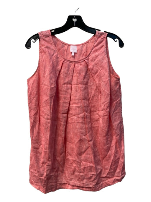 Ann Mashburn Size M Pink Linen Sleeveless Pleated Heathered Round Neck Top Pink / M