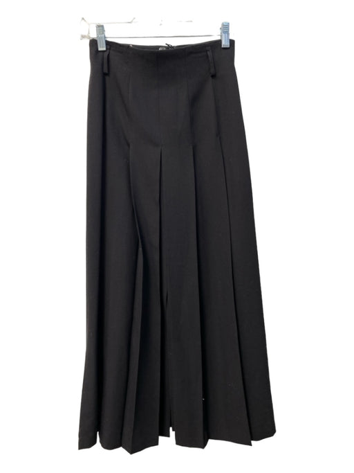 Mondi Size 36 Black Polyester Blend Midi Pleated Splits Belt Loops Skirt Black / 36