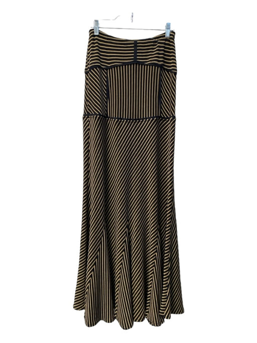 Adriana Praca Size 38 Black & Gold Stretch Ribbed Maxi Seam Detail Skirt Black & Gold / 38