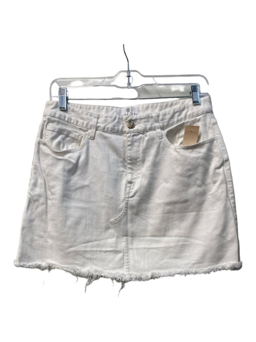Trina Turk Size estimated M White Cotton Mini Denim 5 Pocket Zip front Skirt White / estimated M