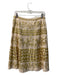 Beth Bowley Size 2 Cream & Gold Cotton Side Zip Knee Length Skirt Cream & Gold / 2