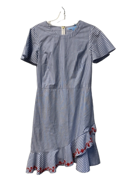 Draper James Size 4 Blue & White Cotton Striped Short Sleeve Round Neck Dress Blue & White / 4