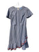 Draper James Size 4 Blue & White Cotton Striped Short Sleeve Round Neck Dress Blue & White / 4