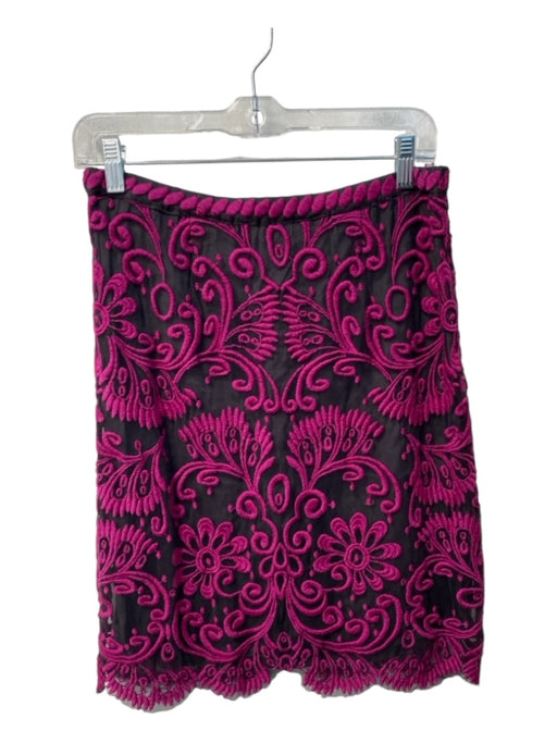 Baraschi Size 6 Grey and Raspberry Nylon Side Zip Lace Overlay Embroidered Skirt Grey and Raspberry / 6