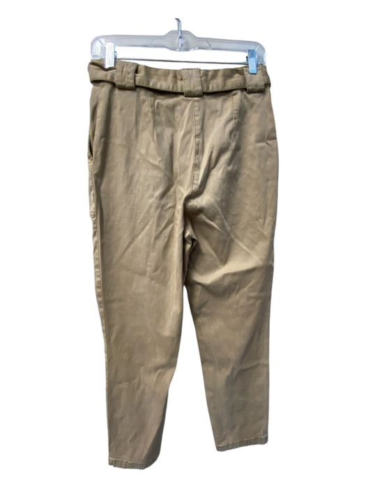 Joie Size Small Khaki Cotton Blend High Rise zip fly Belted Straight Leg Pants Khaki / Small