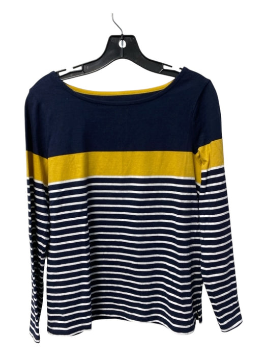 Boden Size Medium Navy Yellow White Cotton Boat Neck Long Sleeve Striped Top Navy Yellow White / Medium