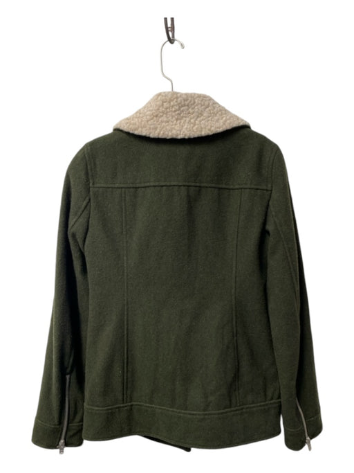 Ana Size XS Army Fatigue Green Wool Blend Collared Long Sleeve Zip Front Coat Army Fatigue Green / XS