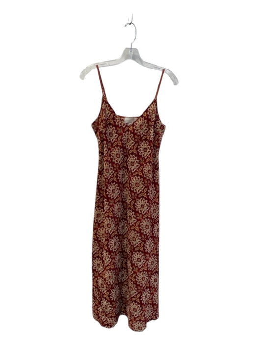 Corey lynn calter Size M Maroon & Yellow Polyester V Neck Spaghetti Strap Dress Maroon & Yellow / M