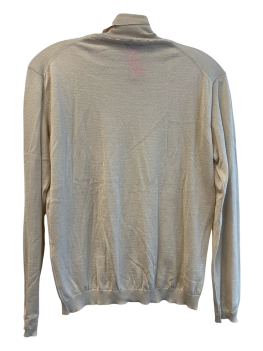 Ta.SK Size 42 Beige Cashmere & Silk Turtle Neck Long Sleeve Ribbed Detail Top Beige / 42