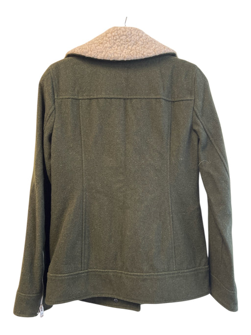 Ana Size XS Forest Green Wool Blend Asymetric Zipper Lapel Collar Detail Jacket Forest Green / XS