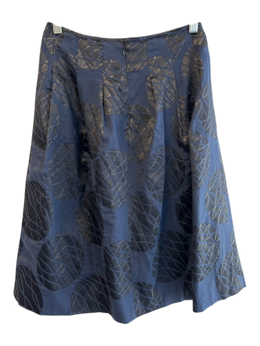 Vince Size 2 Navy & Black Polyester Blend Back Zip Pleated Below Knee Skirt Navy & Black / 2