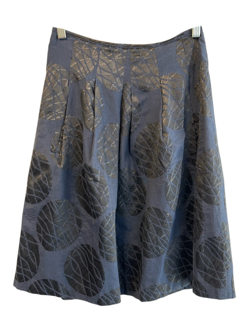 Vince Size 2 Navy & Black Polyester Blend Back Zip Pleated Below Knee Skirt Navy & Black / 2
