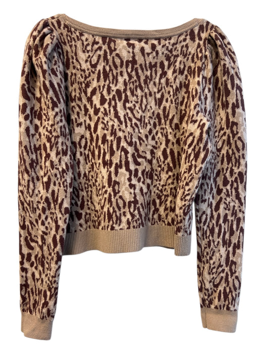 Maeve Size Est L Brown & Beige Viscose Blend Boat Neck Long Sleeve Knit Sweater Brown & Beige / Est L