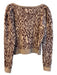 Maeve Size Est L Brown & Beige Viscose Blend Boat Neck Long Sleeve Knit Sweater Brown & Beige / Est L