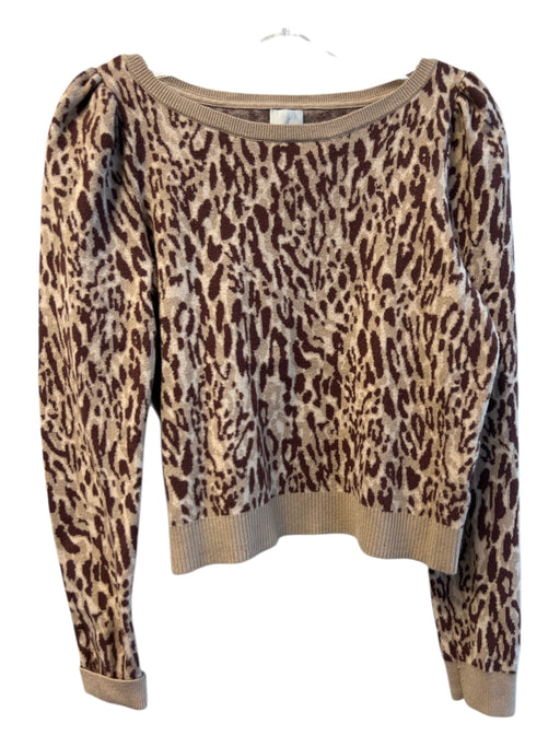 Maeve Size Est L Brown & Beige Viscose Blend Boat Neck Long Sleeve Knit Sweater Brown & Beige / Est L