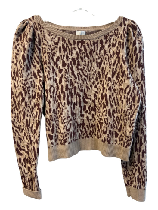 Maeve Size Est L Brown & Beige Viscose Blend Boat Neck Long Sleeve Knit Sweater Brown & Beige / Est L