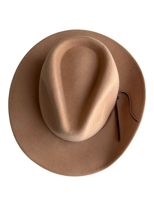 Anthropologie Beige Wool Leather Cord Tear Drop Adjustable Strap Fedora Hat Beige / One Size