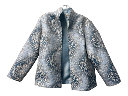 Grace Chuang Size S Blue Nylon Bird design Open Front Collar Jacket Blue / S