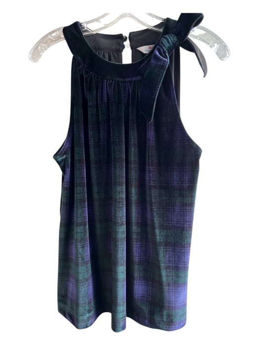 Vineyard vines Size Small Green & Purple Polyester Blend Plaid Sleeveless Top Green & Purple / Small