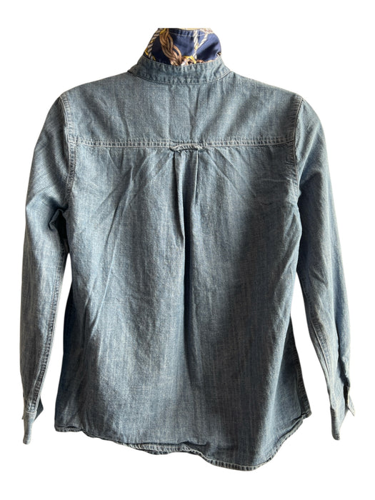 J Mclaughlin Size XS Denim Blue Polyester Long Sleeve Collared buttondown Top Denim Blue / XS
