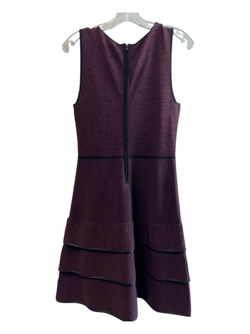 Parker Size Small Maroon Rayon Blend Round Neck Sleeveless Trim Back Zip Dress Maroon / Small