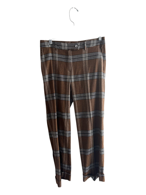Mariella by GMS Size 40 Brown, Black & White Viscose & wool Plaid Zip Fly Pants Brown, Black & White / 40