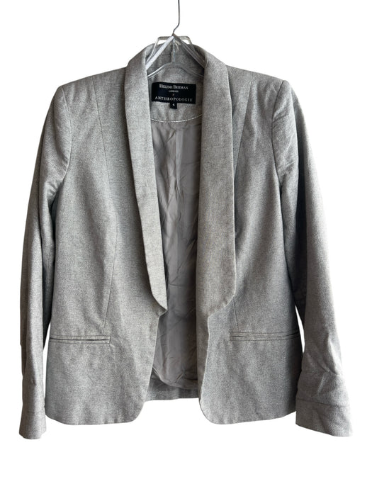 Helene Berman x Anthropologie Size 4 Silver Cotton Blend Canvas Shimmer Jacket Silver / 4