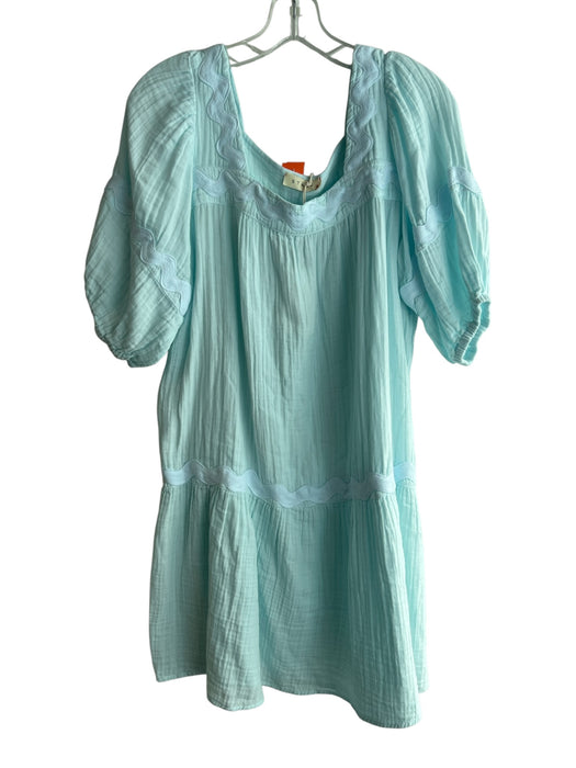 Stark X Size S Baby Blue Cotton Square Neck Short Sleeve A Line Dress Baby Blue / S