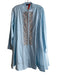 Ro's Garden Size Est M Blue Cotton Standing Collar Long Sleeve Embroidered Top Blue / Est M