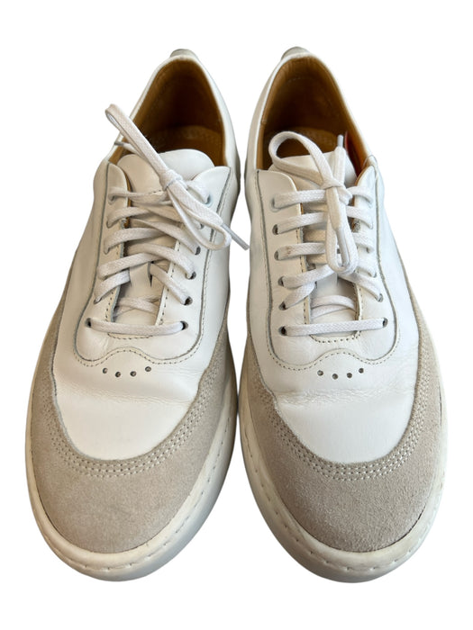 Jack Erwin Shoe Size 6.5 White Leather Suede Detail Almond Toe Lace Up Shoes White / 6.5