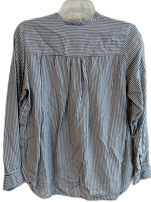 Vince Size 8 Gray & White Cotton Blend V Neck 1/2 Button Long Sleeve Stripe Top Gray & White / 8
