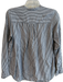 Vince Size 8 Gray & White Cotton Blend V Neck 1/2 Button Long Sleeve Stripe Top Gray & White / 8