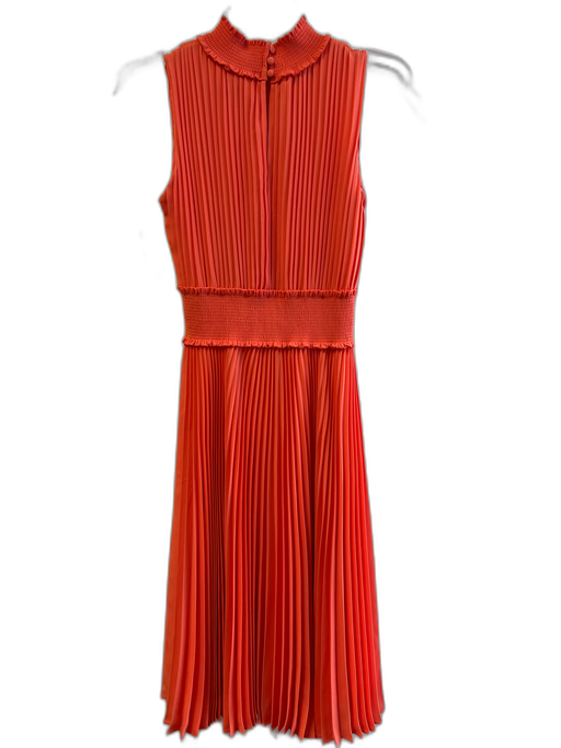 Nanette Lepore Size 2 Orange Polyester Mock Neck Back Button Sleeveless Dress Orange / 2
