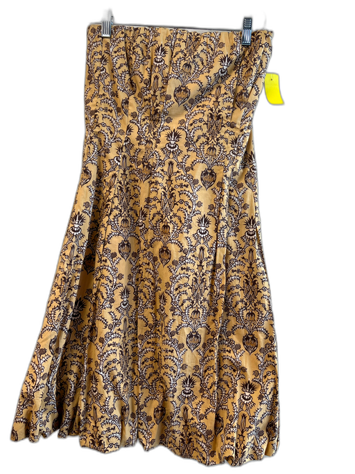 Plenty by Tracy Reese Size 6 Yellow & Brown Cotton Strapless Side Zip Dress Yellow & Brown / 6