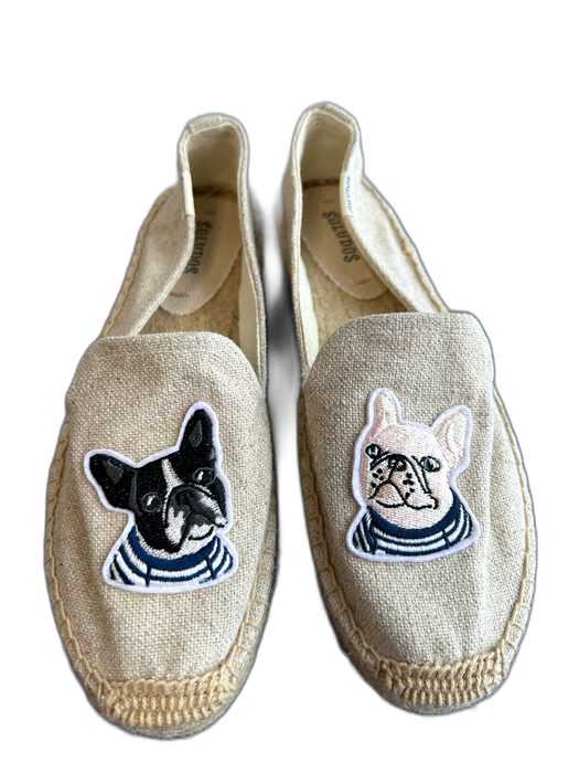 Soludos Shoe Size 7 Beige Canvas Espadrille Round Toe Embroidered Animals Shoes Beige / 7