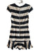 Alice & Olivia Size 4 White & Grey No Fabric Tag Cap Sleeve Stripe Dress White & Grey / 4