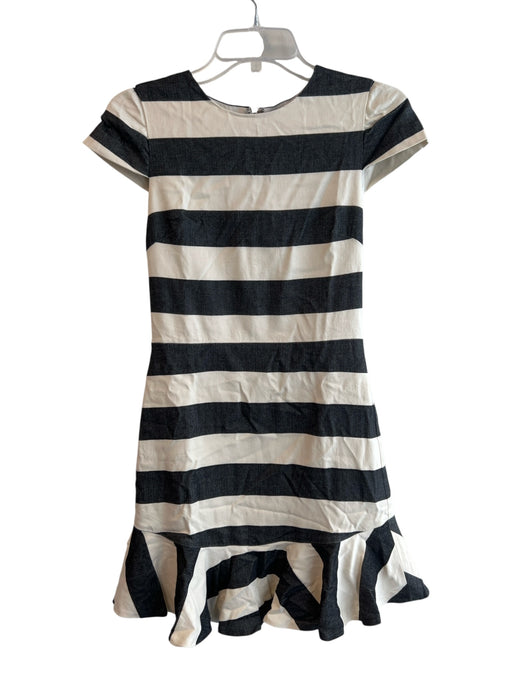 Alice & Olivia Size 4 White & Grey No Fabric Tag Cap Sleeve Stripe Dress White & Grey / 4