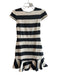 Alice & Olivia Size 4 White & Grey No Fabric Tag Cap Sleeve Stripe Dress White & Grey / 4