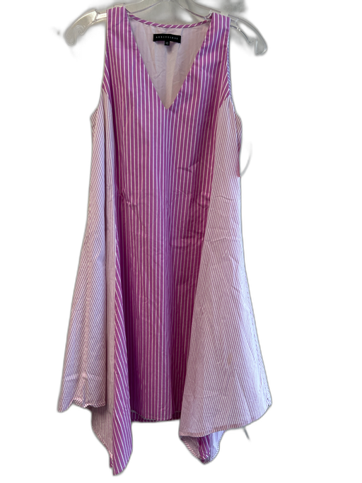 Abbey Glass Size XS Purple Cotton Blend V Neck Sleeveless Striped Dress Purple / XS