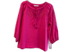 Trina Turk Size M Raspberry Cotton & Acetate Tie V Neck Long Sleeve Top Raspberry / M