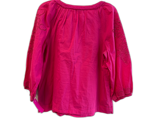 Trina Turk Size M Raspberry Cotton & Acetate Tie V Neck Long Sleeve Top Raspberry / M