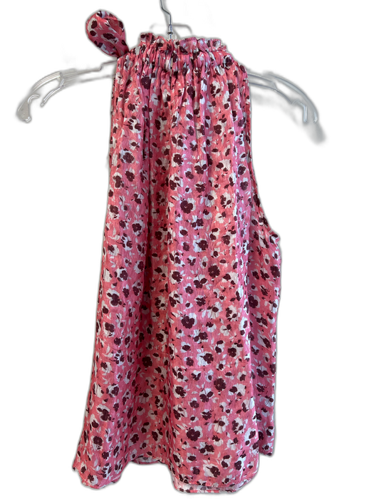 Ramy Brook Size S Pink Silk & Nylon Tie Halter Sleeveless Floral Top Pink / S